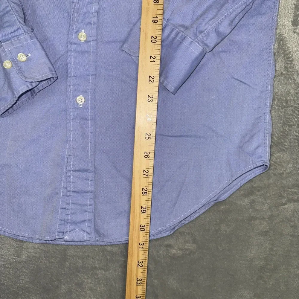 POLO Ralph Lauren Regent Custom‎ Fit Button Up Shirt Mens Size 15 32/33 Blue VTG